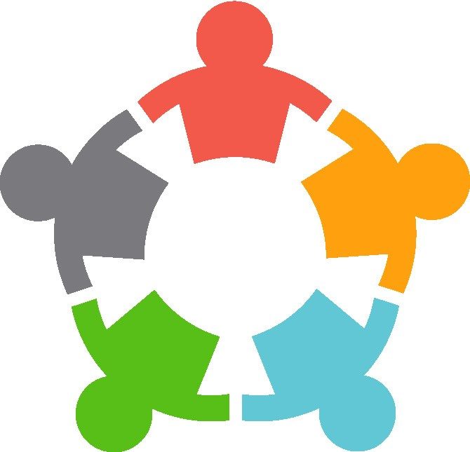 Logo Interkulturelle Kompetenz 5 Männchen bunt im Kreis